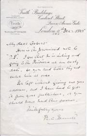 Autograph Letter Signed from 'R. A. Bennet', editor of 'Truth',