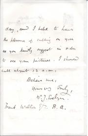  Letter Signed from the politician and philanthropist William John Evelyn 